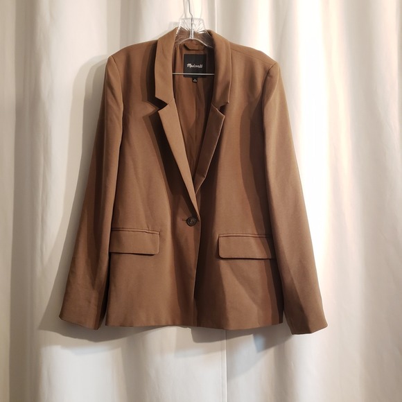 Madewell XL The Dorset Crop Blazer Jacket Brown Light Roast Workwear NL234 - Picture 2 of 8